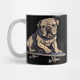 Bulldog on a skateboard Mug